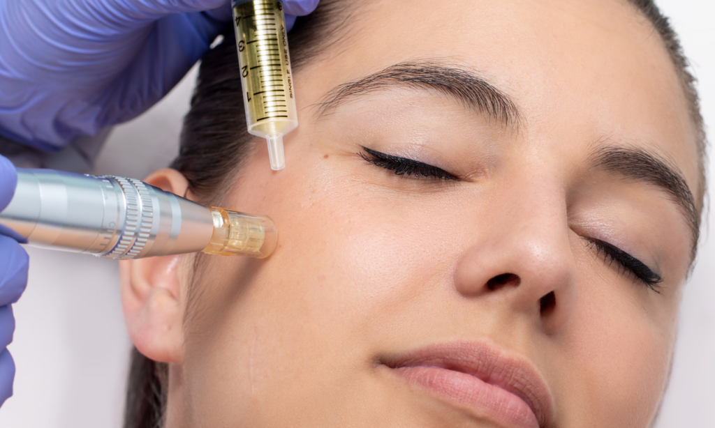Expert PRP Facial Treatment at The How Clinic in Encinitas: A medical professional administers Platelet-Rich Plasma (PRP) therapy, stimulating collagen production and skin rejuvenation during a PRP facial at The How Clinic, conveniently located in Encinitas.